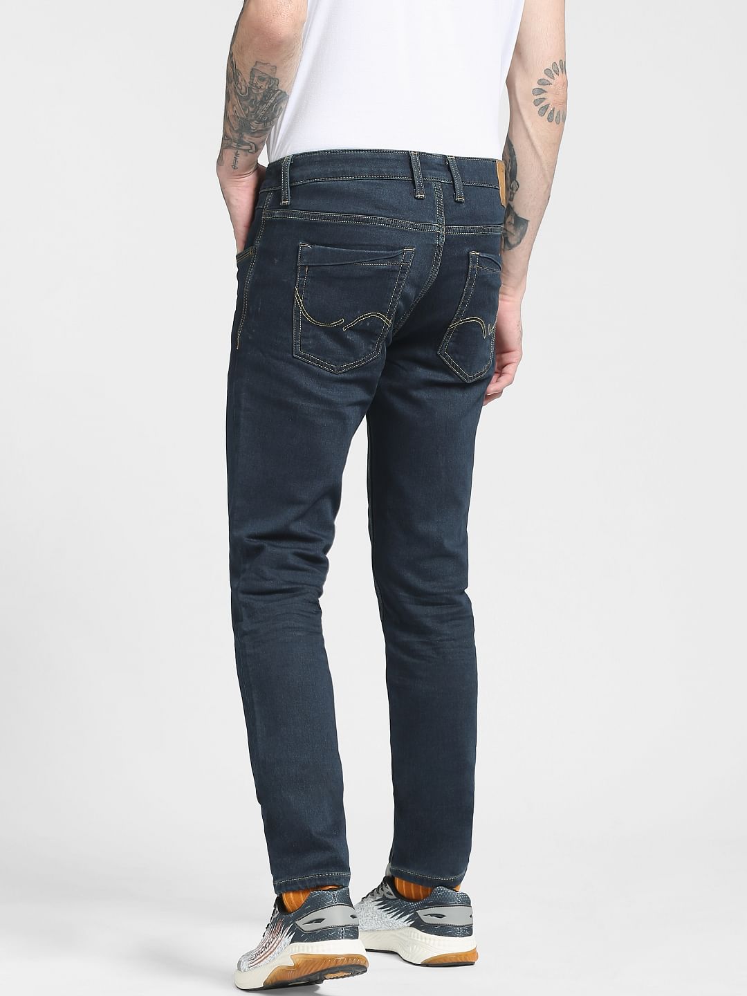 Dark Blue Low Rise Washed Skinny Jeans