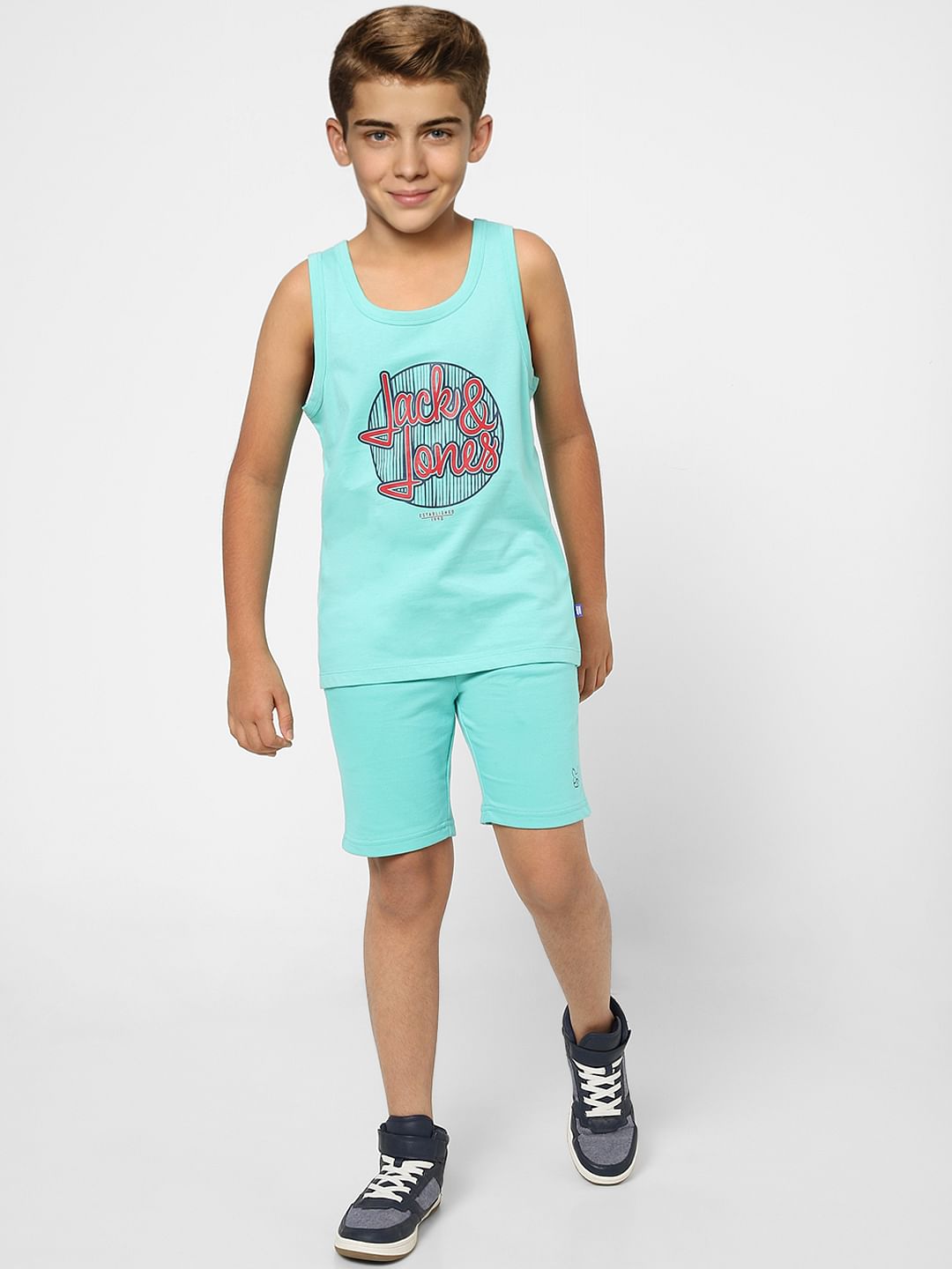 BOYS Blue Printed Vest T-shirt