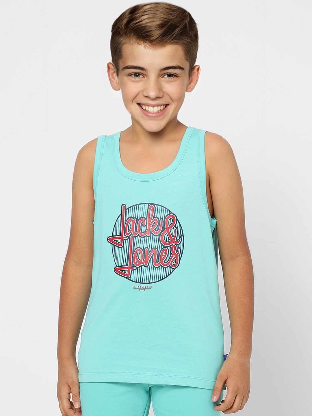 BOYS Blue Printed Vest T-shirt