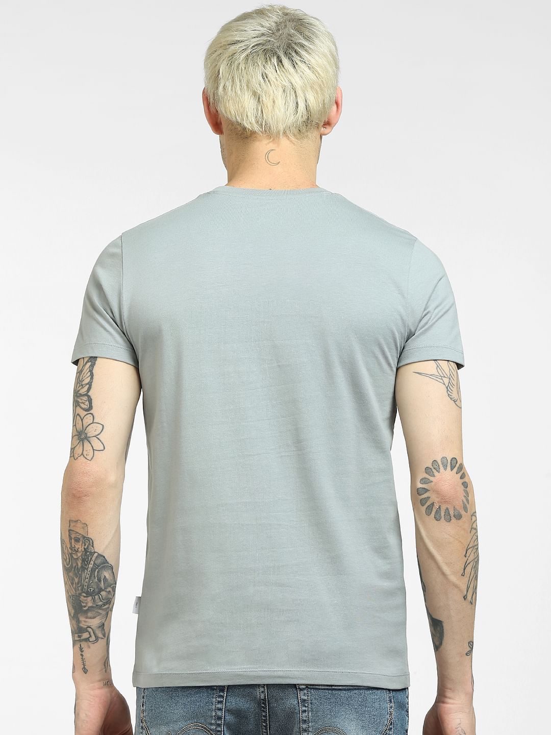 Grey Logo Print Crew Neck T-shirt
