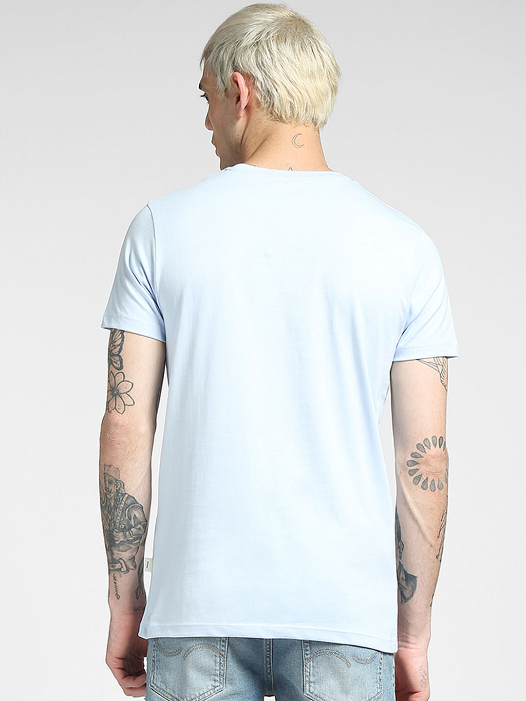 Blue Graphic Print Crew Neck T-shirt