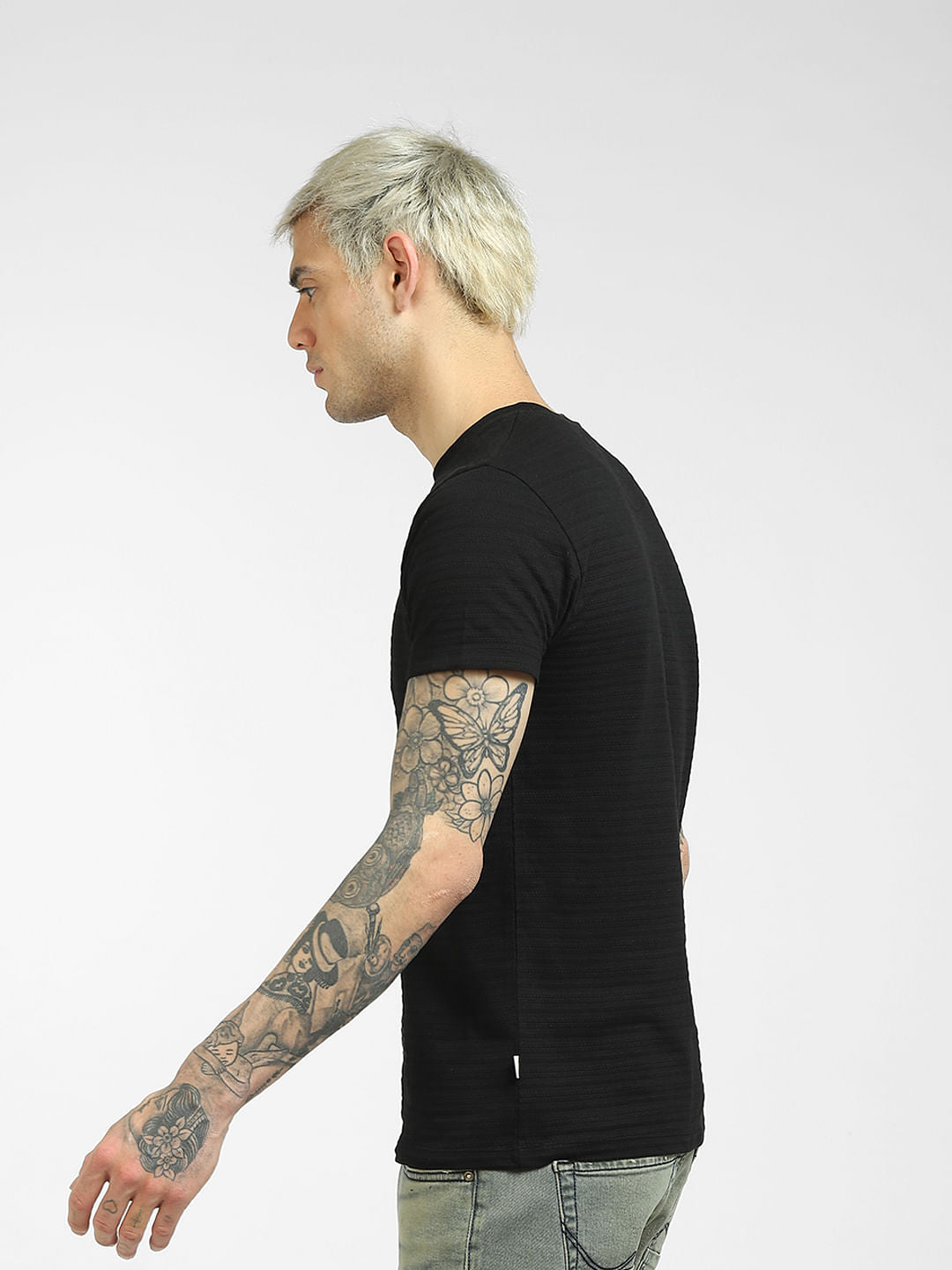 Black Knit Crew Neck T-shirt