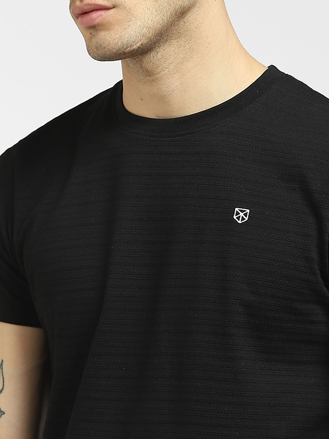 Black Knit Crew Neck T-shirt
