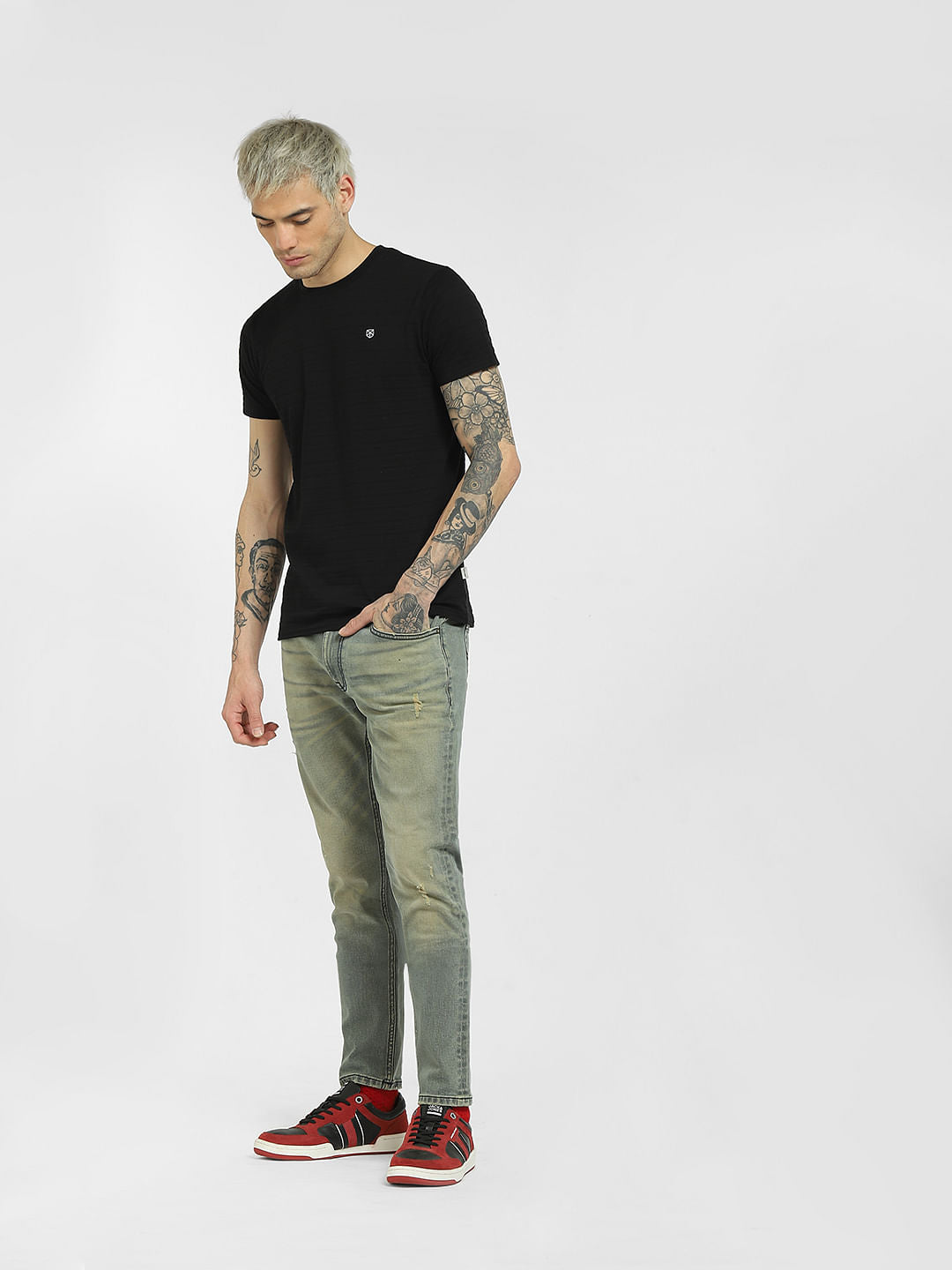 Black Knit Crew Neck T-shirt
