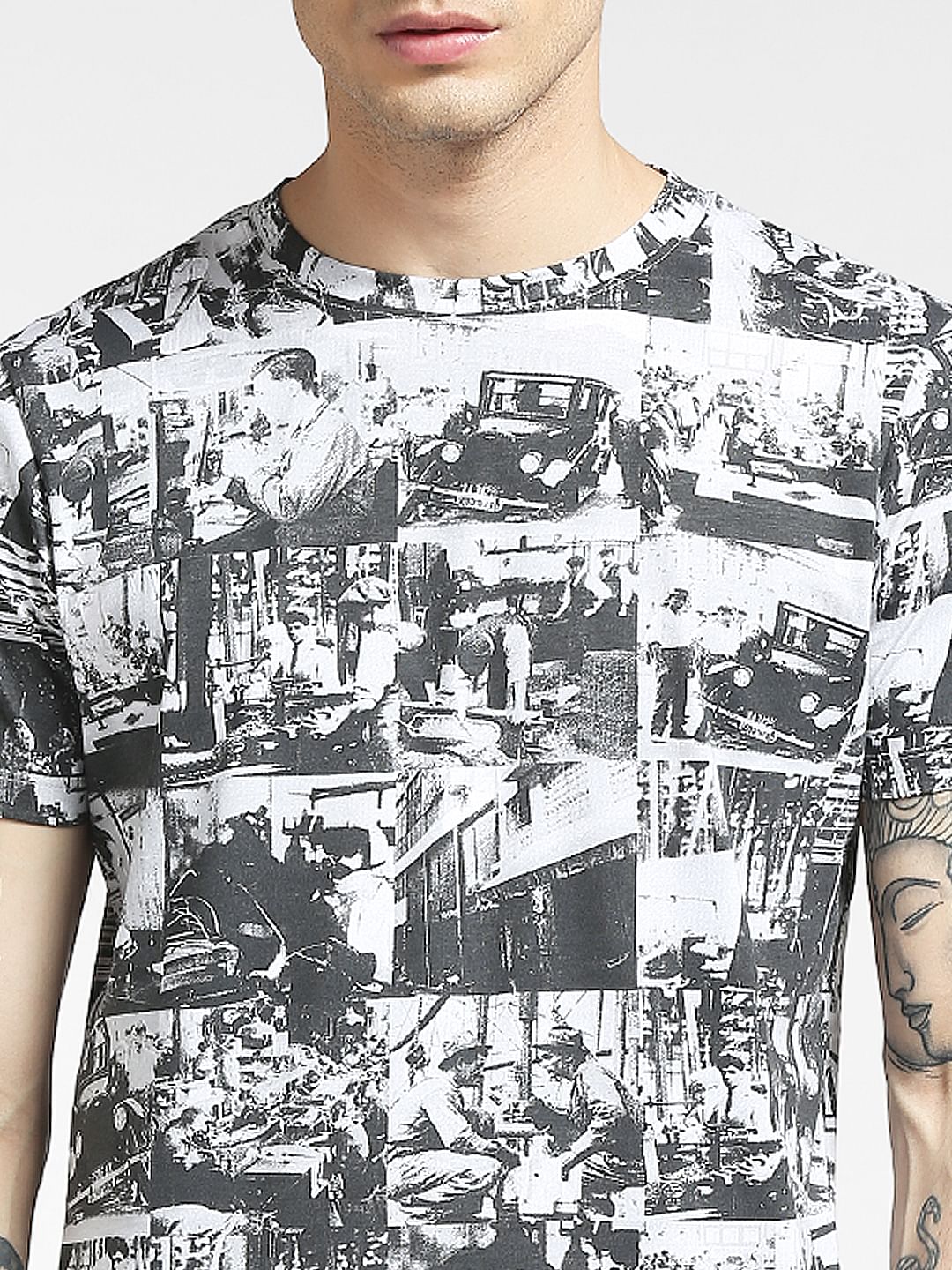 White Printed Crew Neck T-shirt