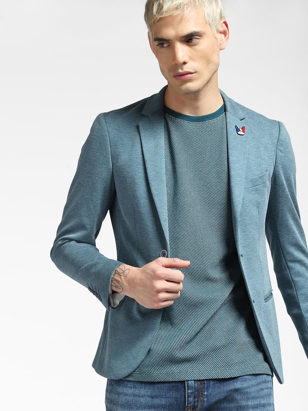 Green Jacquard Crew Neck T-shirt
