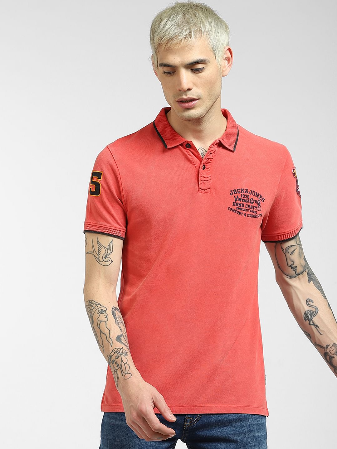 Coral Polo Neck T-shirt