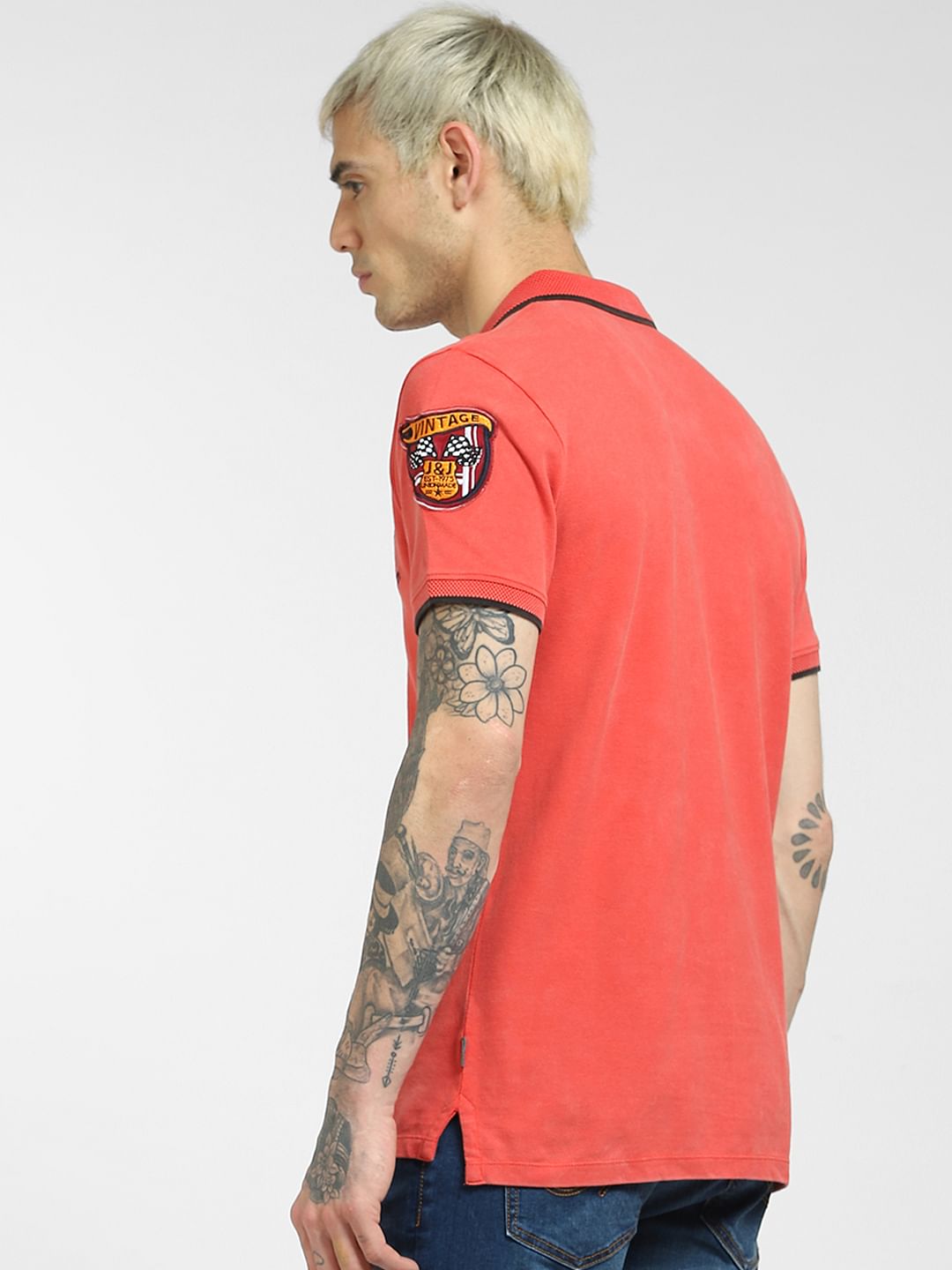 Coral Polo Neck T-shirt