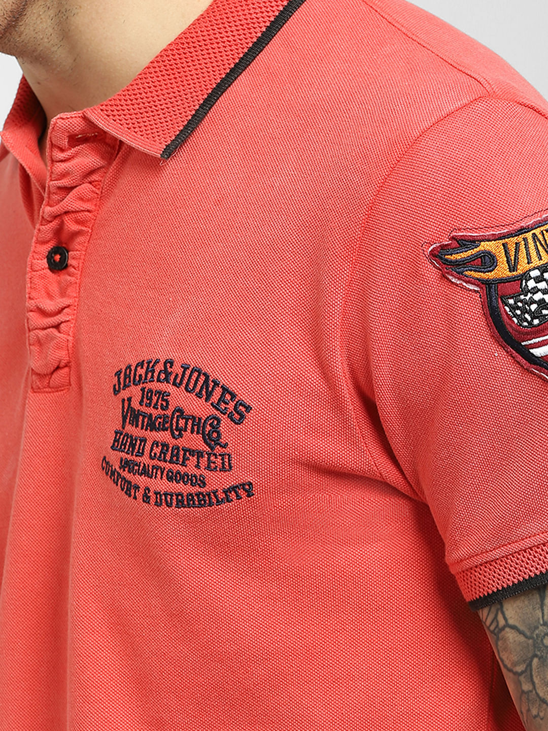 Coral Polo Neck T-shirt
