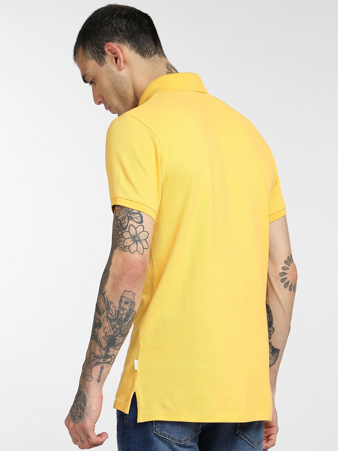 Yellow Logo Print Polo T-shirt