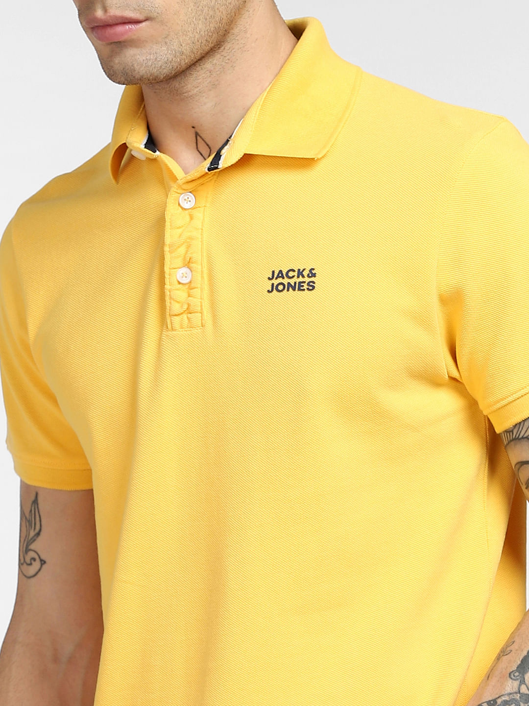 Yellow Logo Print Polo T-shirt