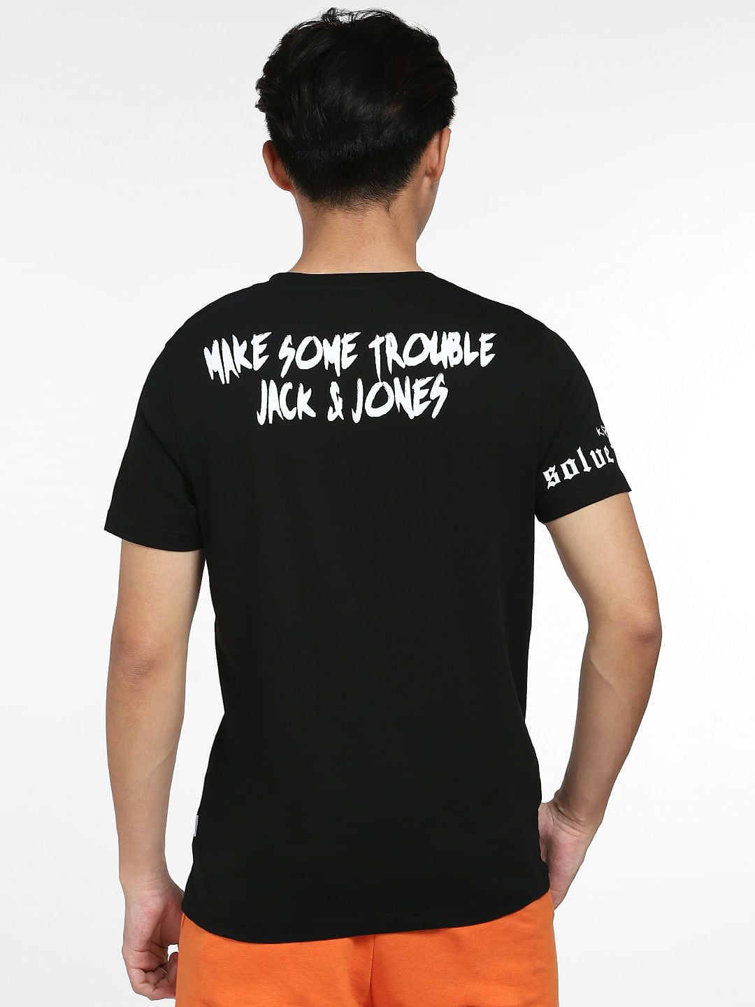 Black Typographic Print Crew Neck T-shirt