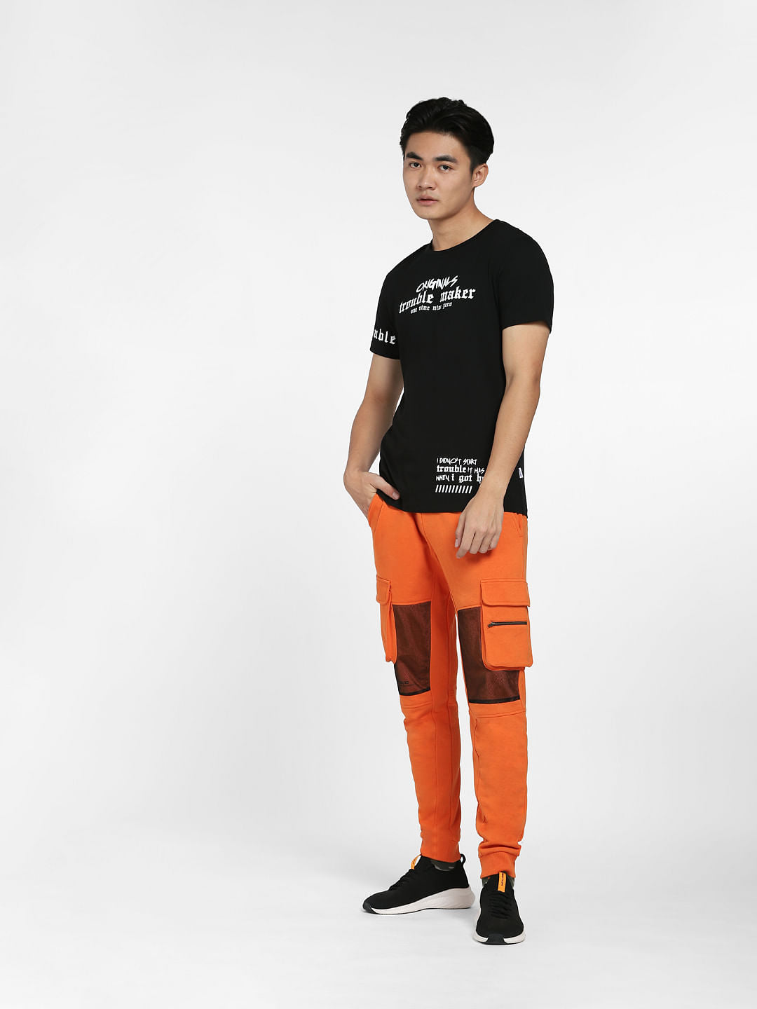 Black Typographic Print Crew Neck T-shirt