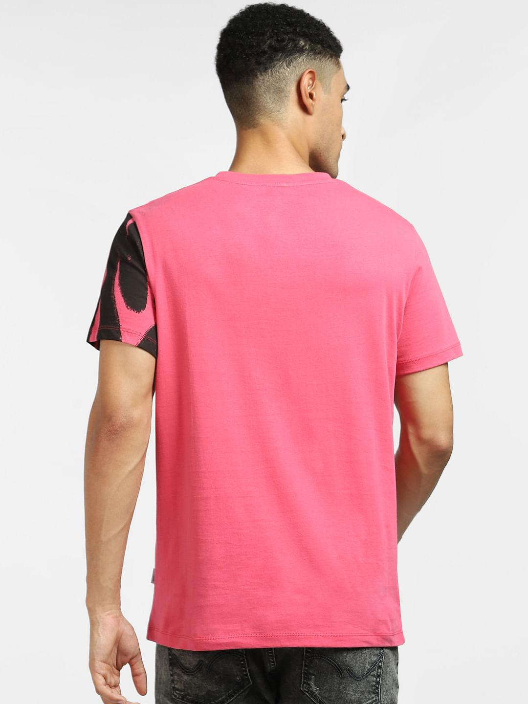 Pink Large Logo Print Crew Neck T-shirt
