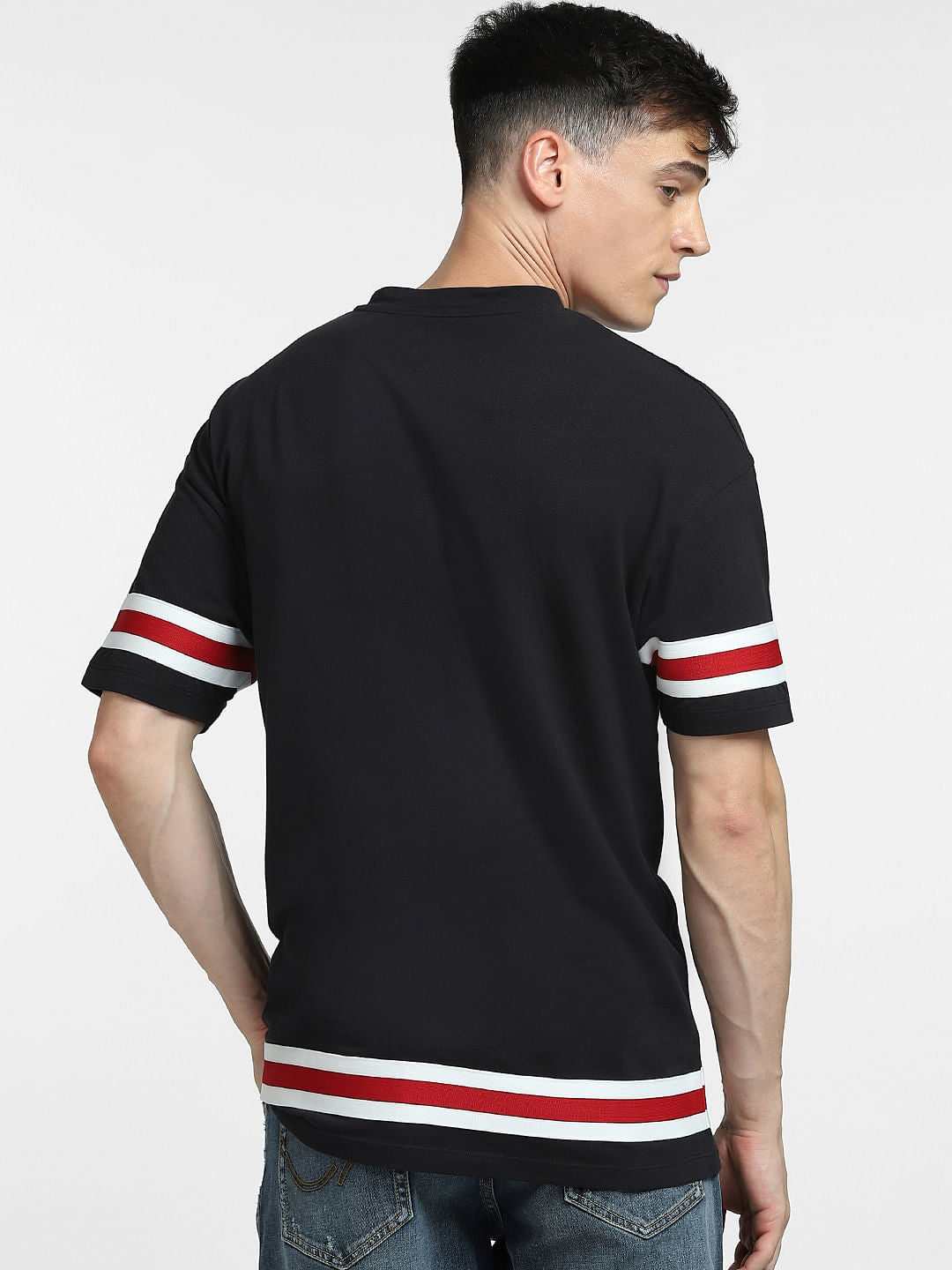 Black Typographic Print Crew Neck T-shirt