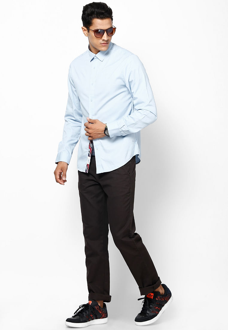 Solid Cashmere Blue Casual Shirt