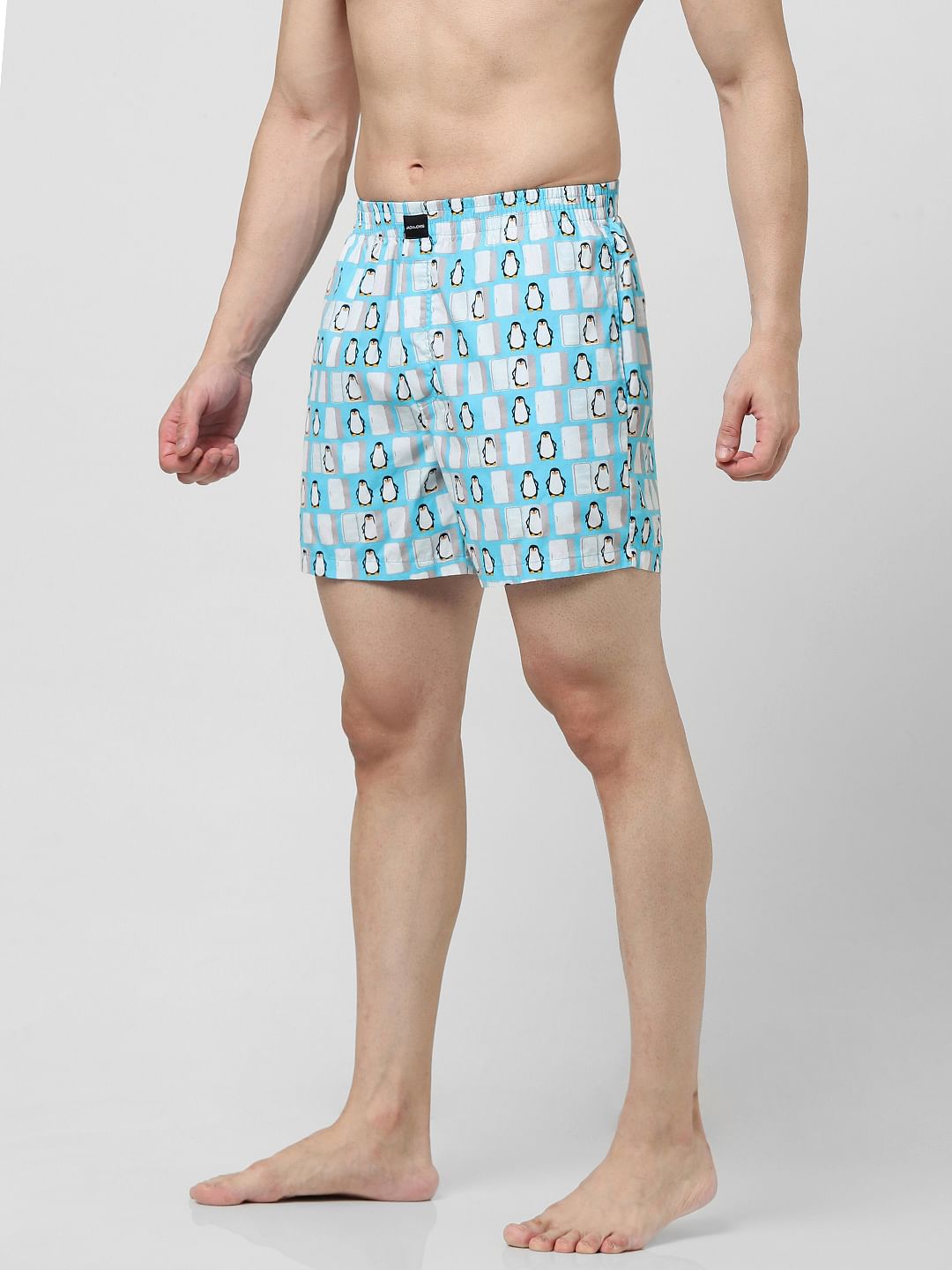 Blue Penguin Print Boxers