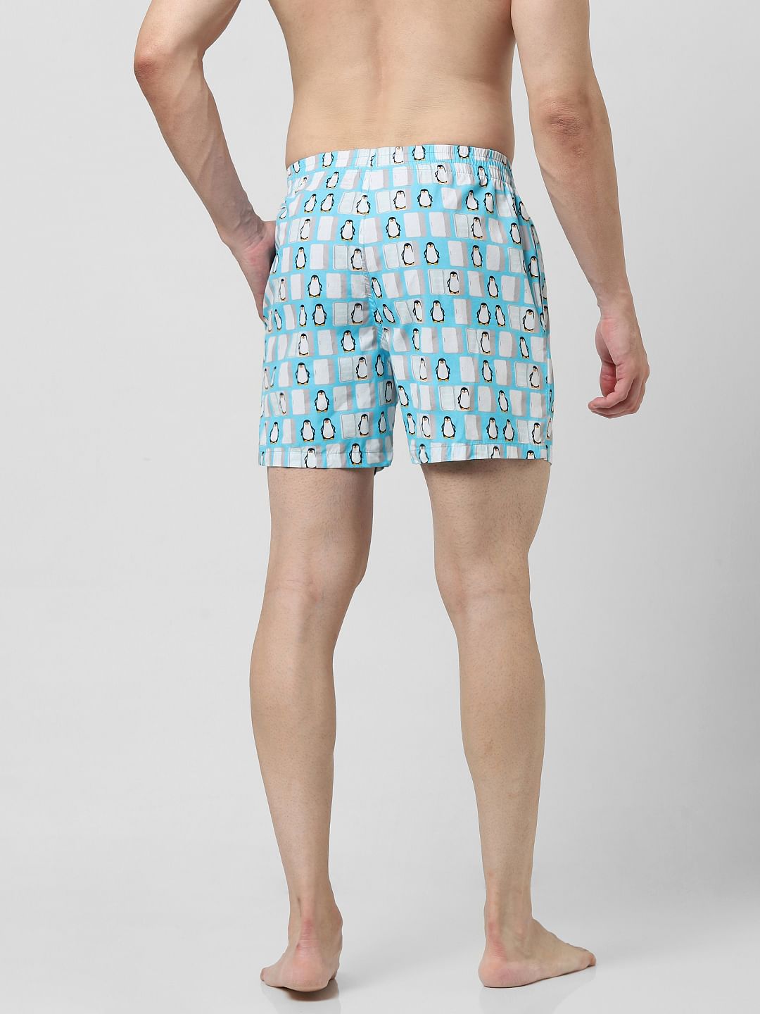 Blue Penguin Print Boxers