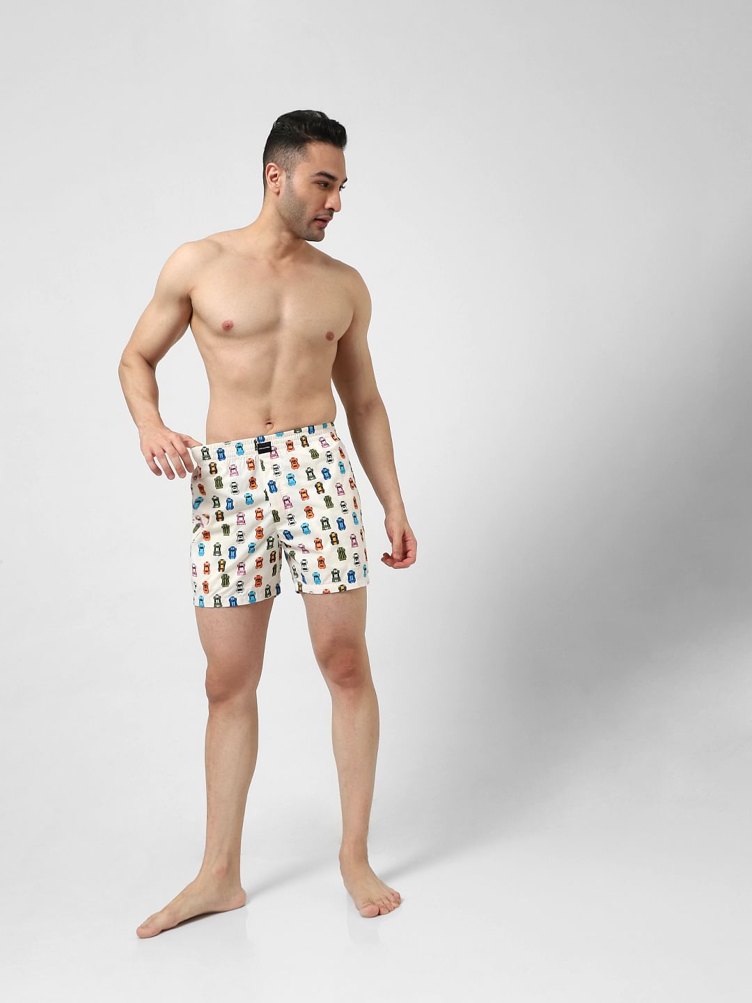 Beige Printed Boxers