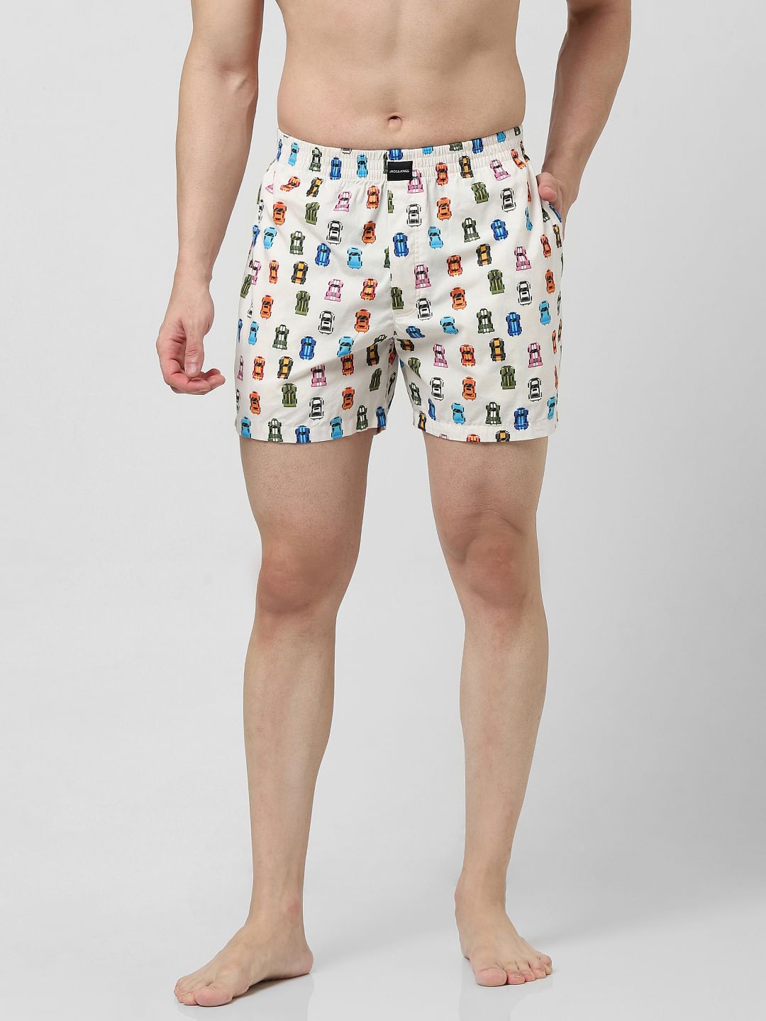 Beige Printed Boxers