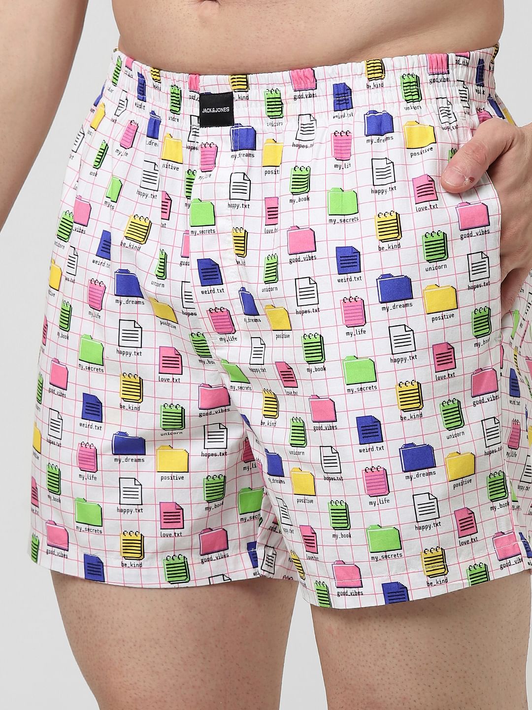 White Printed Boxers