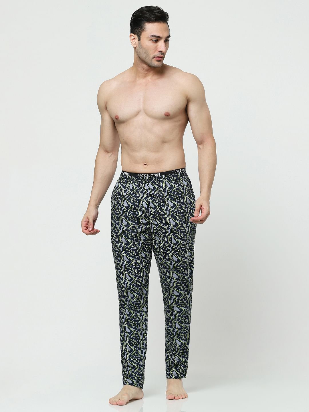 Dark Blue Printed Pyjamas