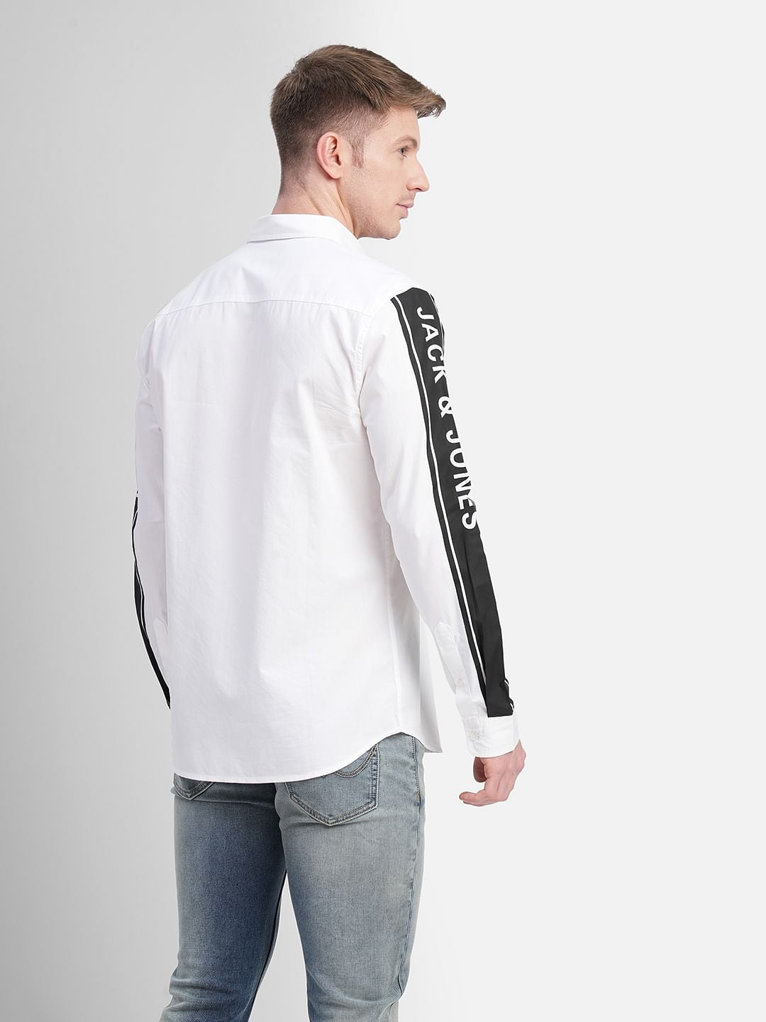 White Tape Detail Full Sleeves Shirt