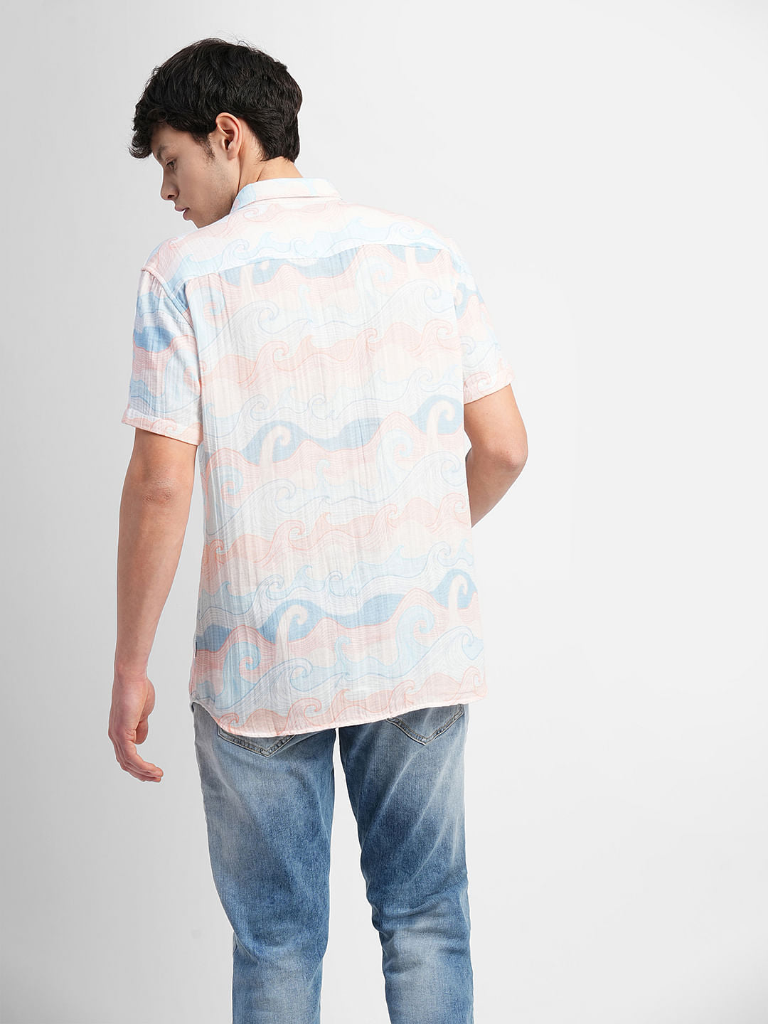 White Printed Short Sleeves Shirt