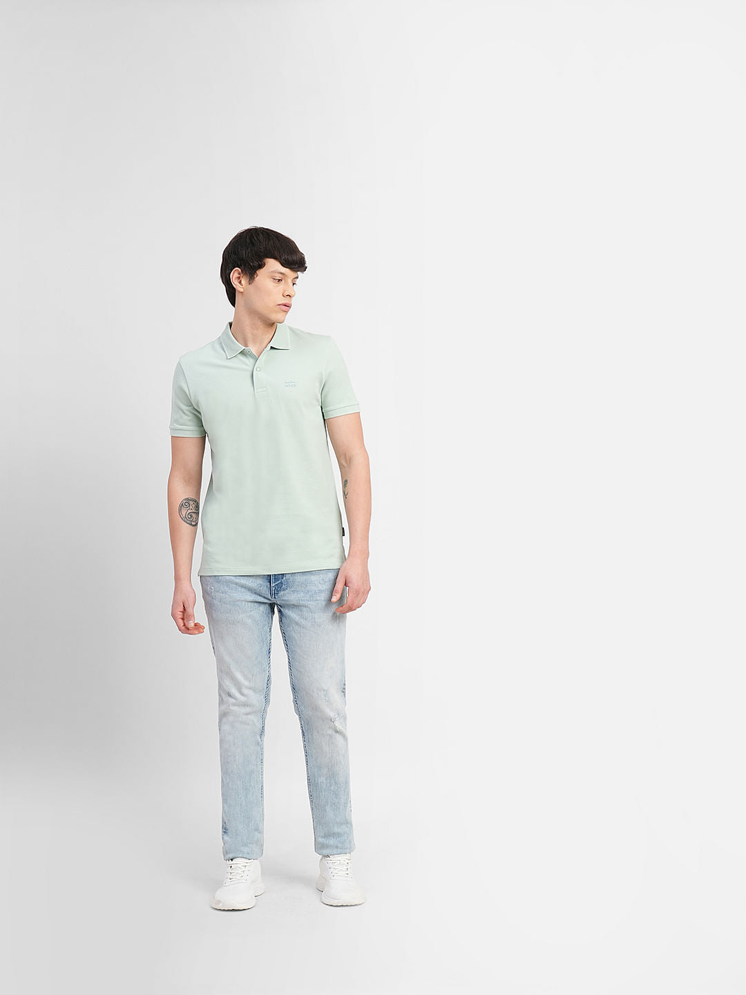 Green Logo Print Polo T-shirt