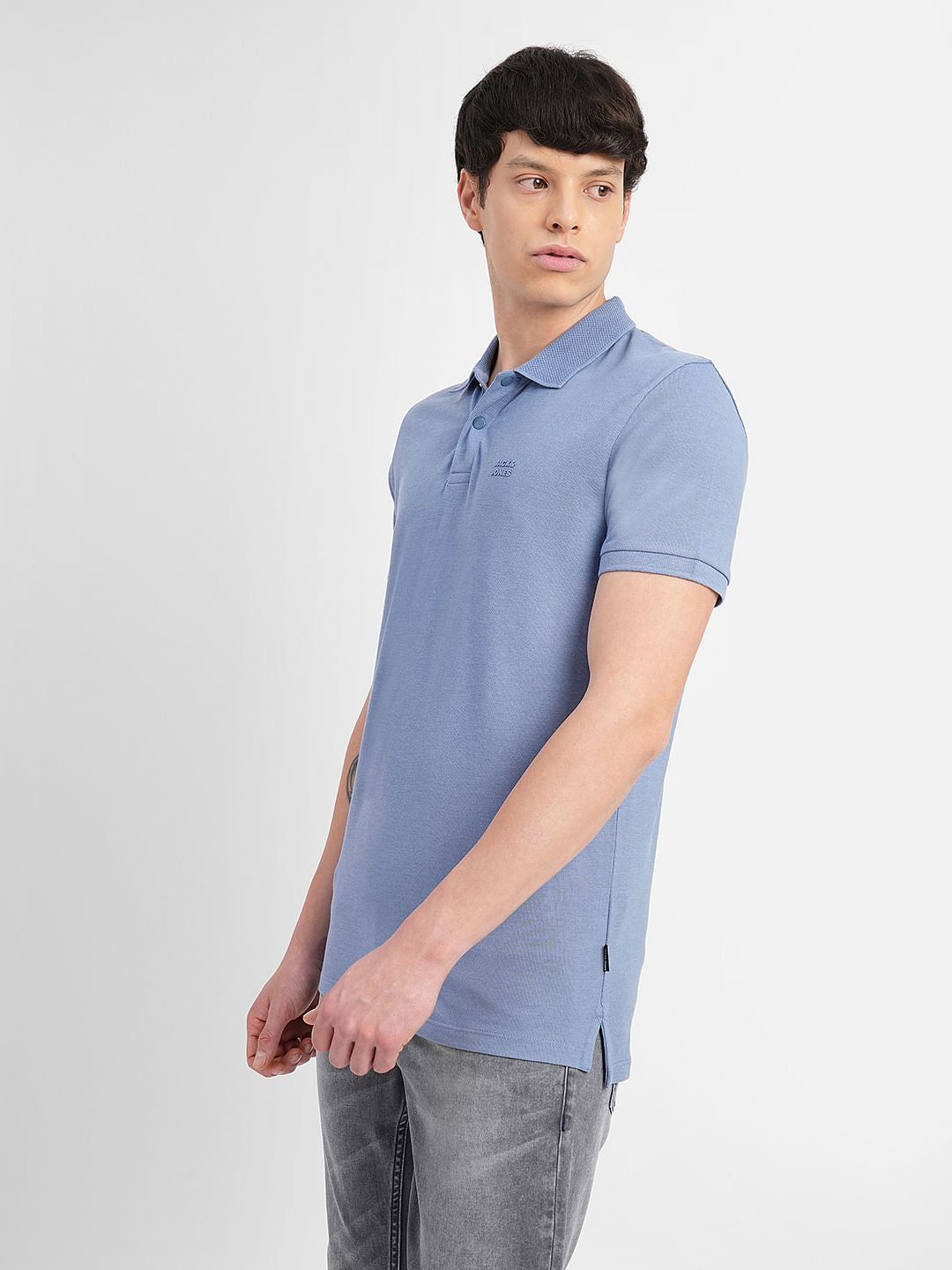 Blue Logo Print Polo T-shirt