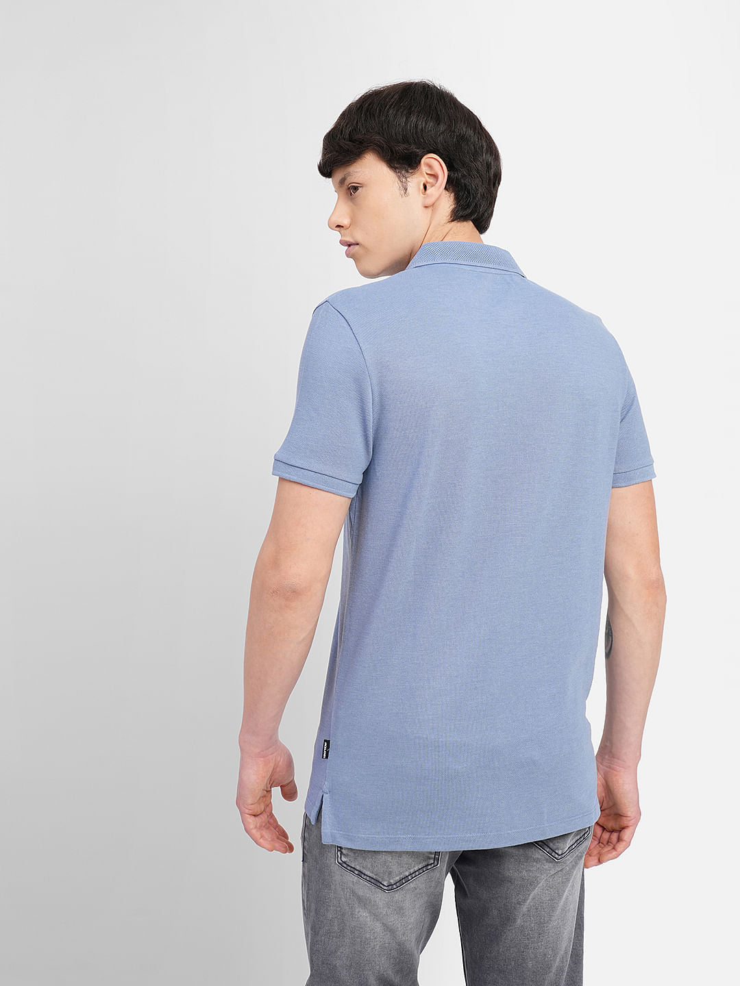 Blue Logo Print Polo T-shirt