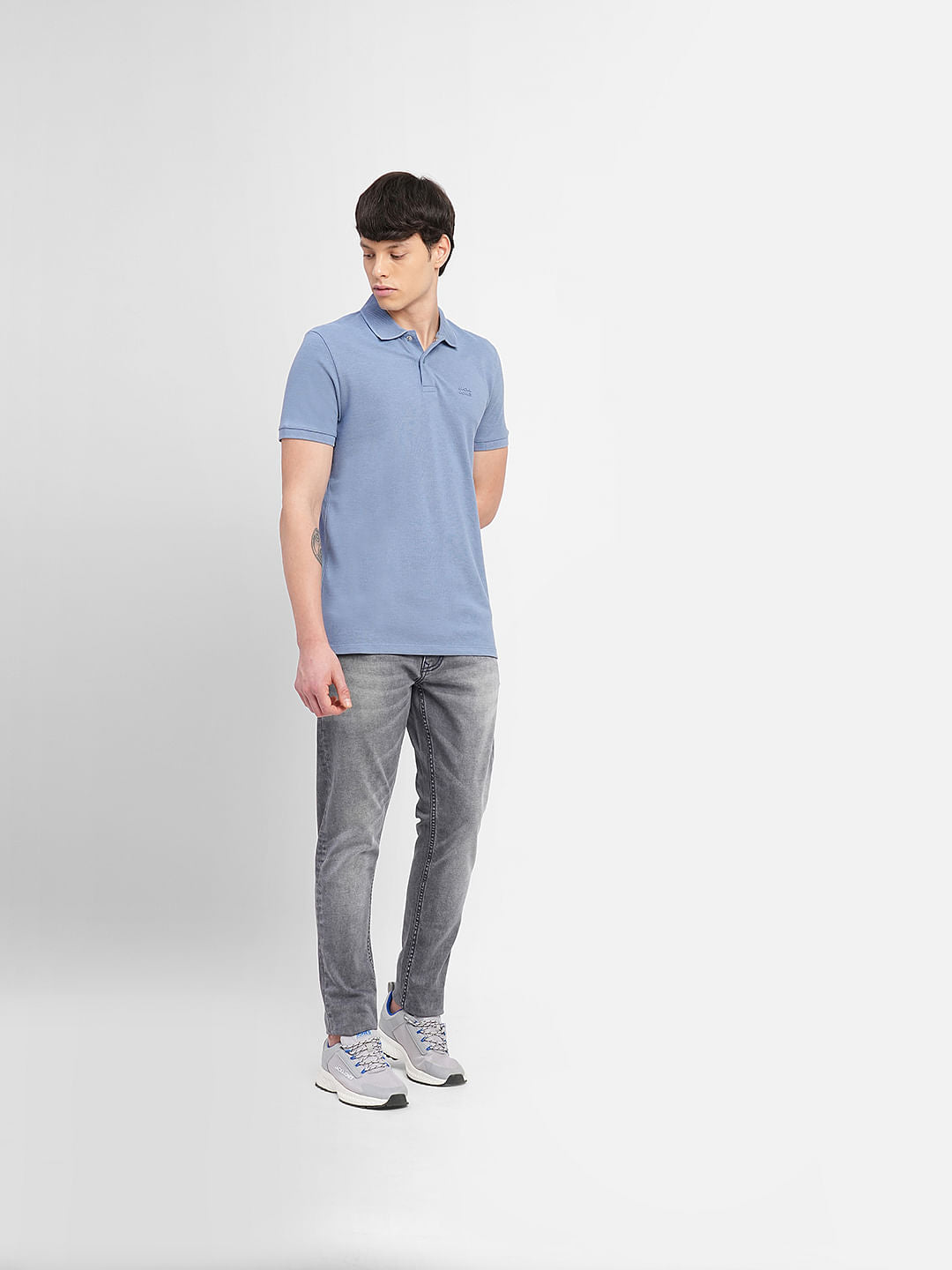 Blue Logo Print Polo T-shirt