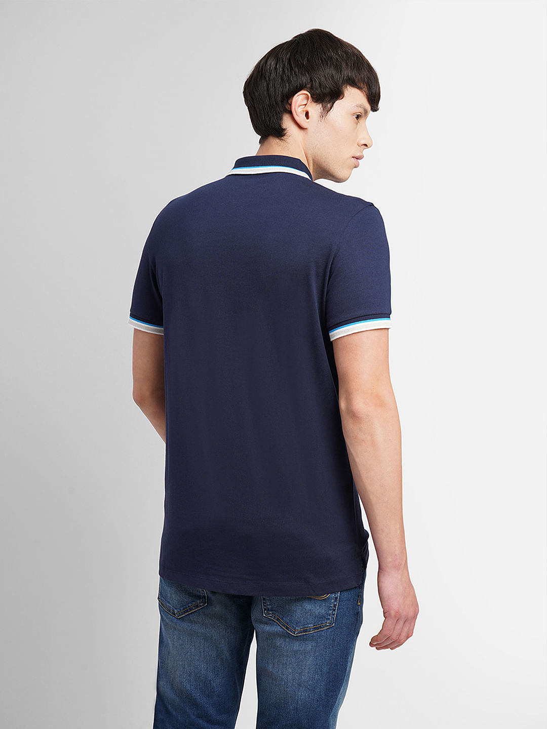Navy Blue Polo Neck T-Shirt