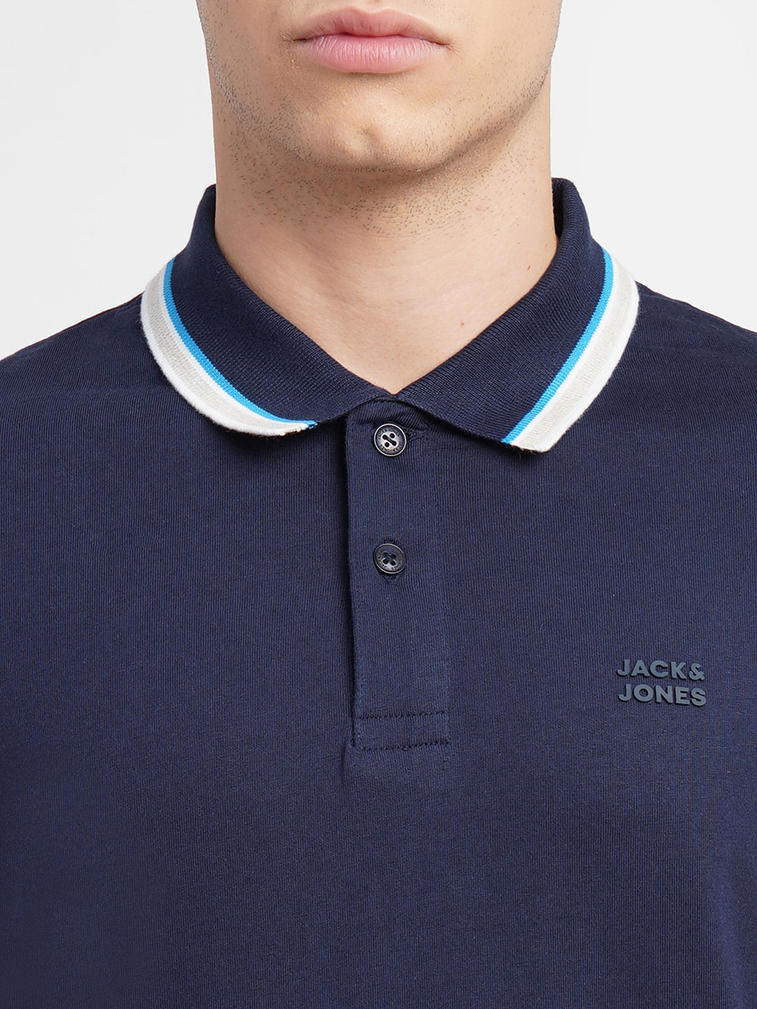 Navy Blue Polo Neck T-Shirt