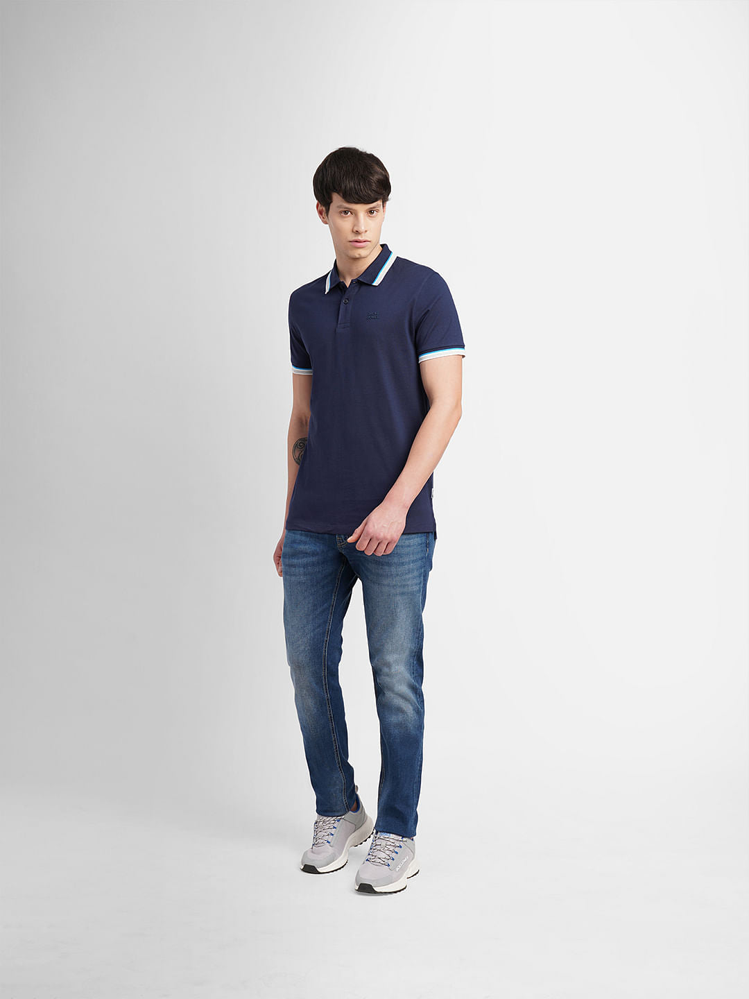 Navy Blue Polo Neck T-Shirt