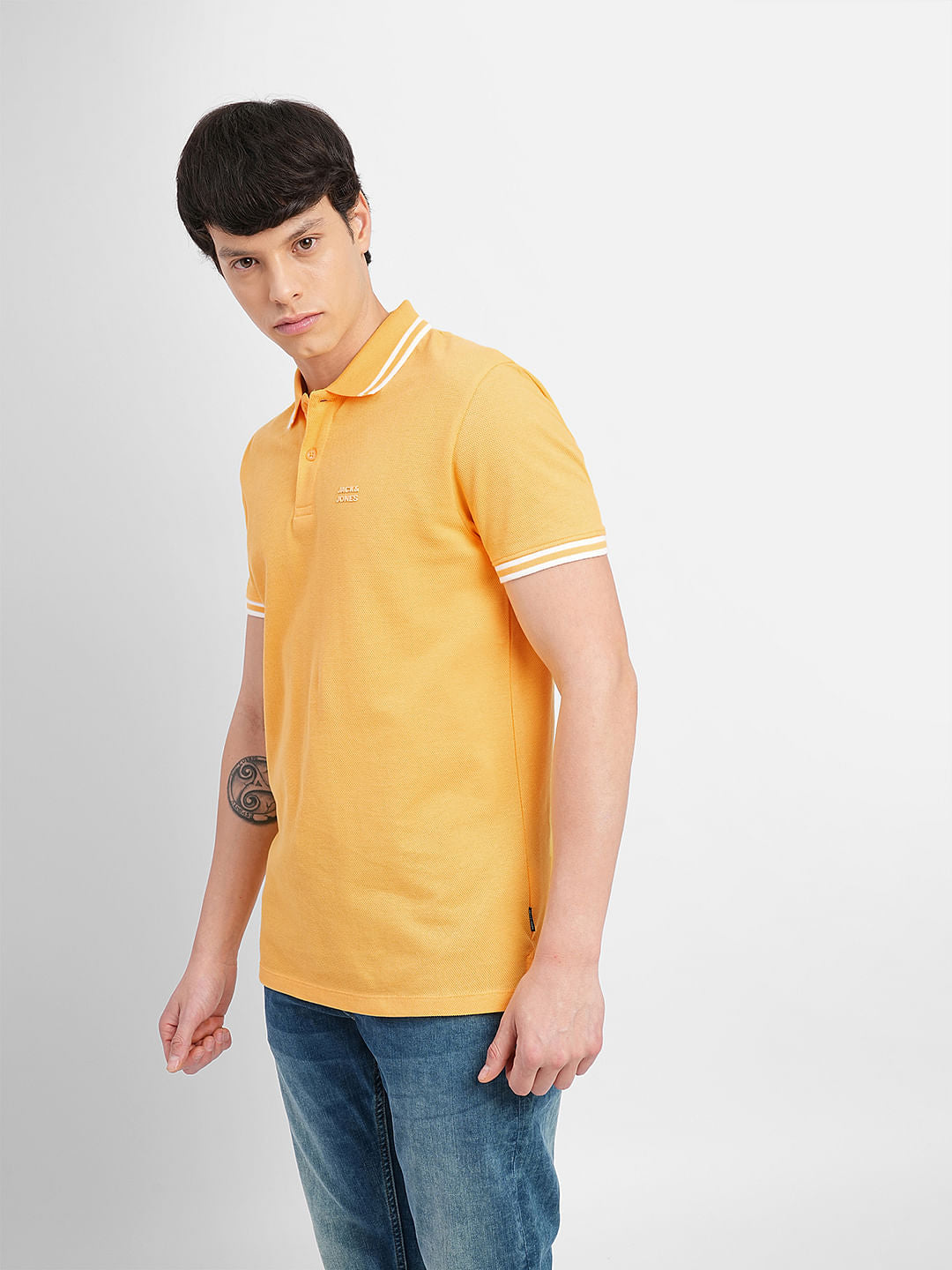 Yellow Contrast Tipping Polo T-shirt
