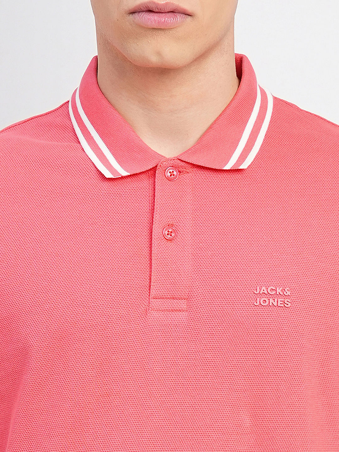 Coral Contrast Tipping Polo T-shirt