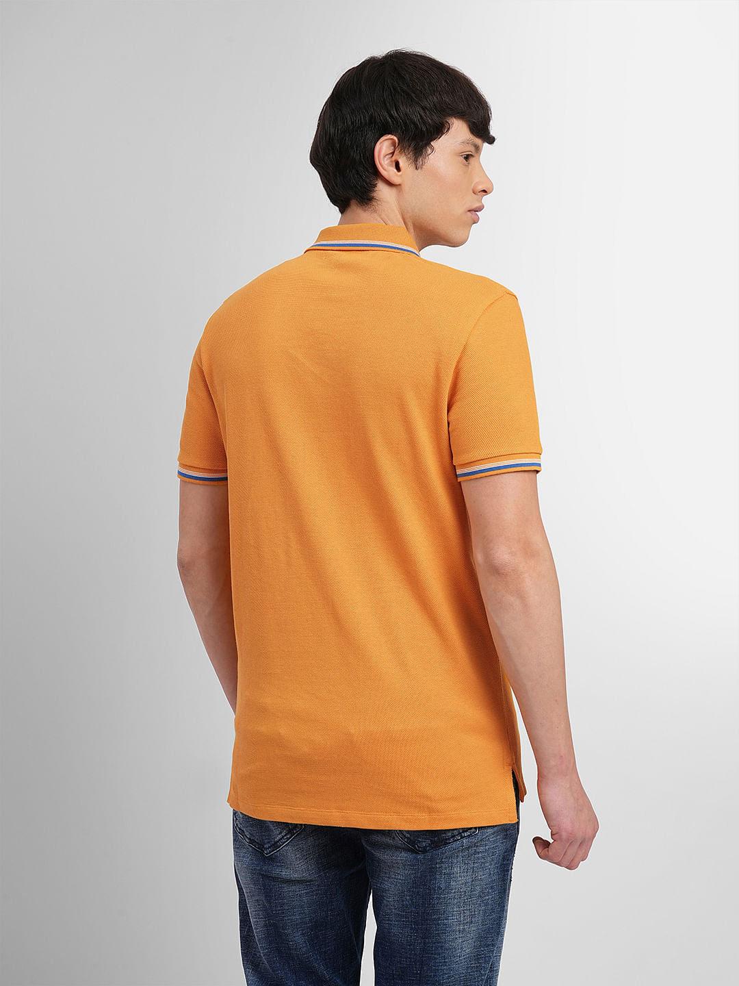 Orange Contrast Tipping Polo T-shirt