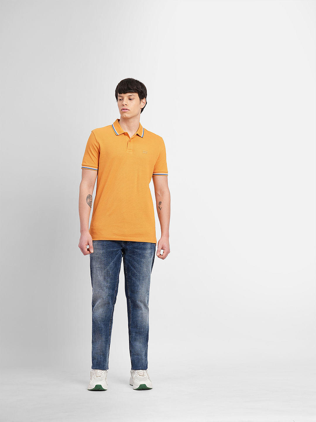 Orange Contrast Tipping Polo T-shirt