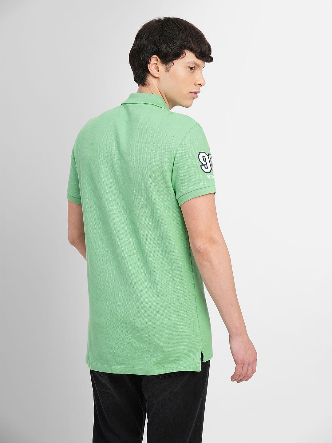 Green Embroidered Print Polo T-shirt