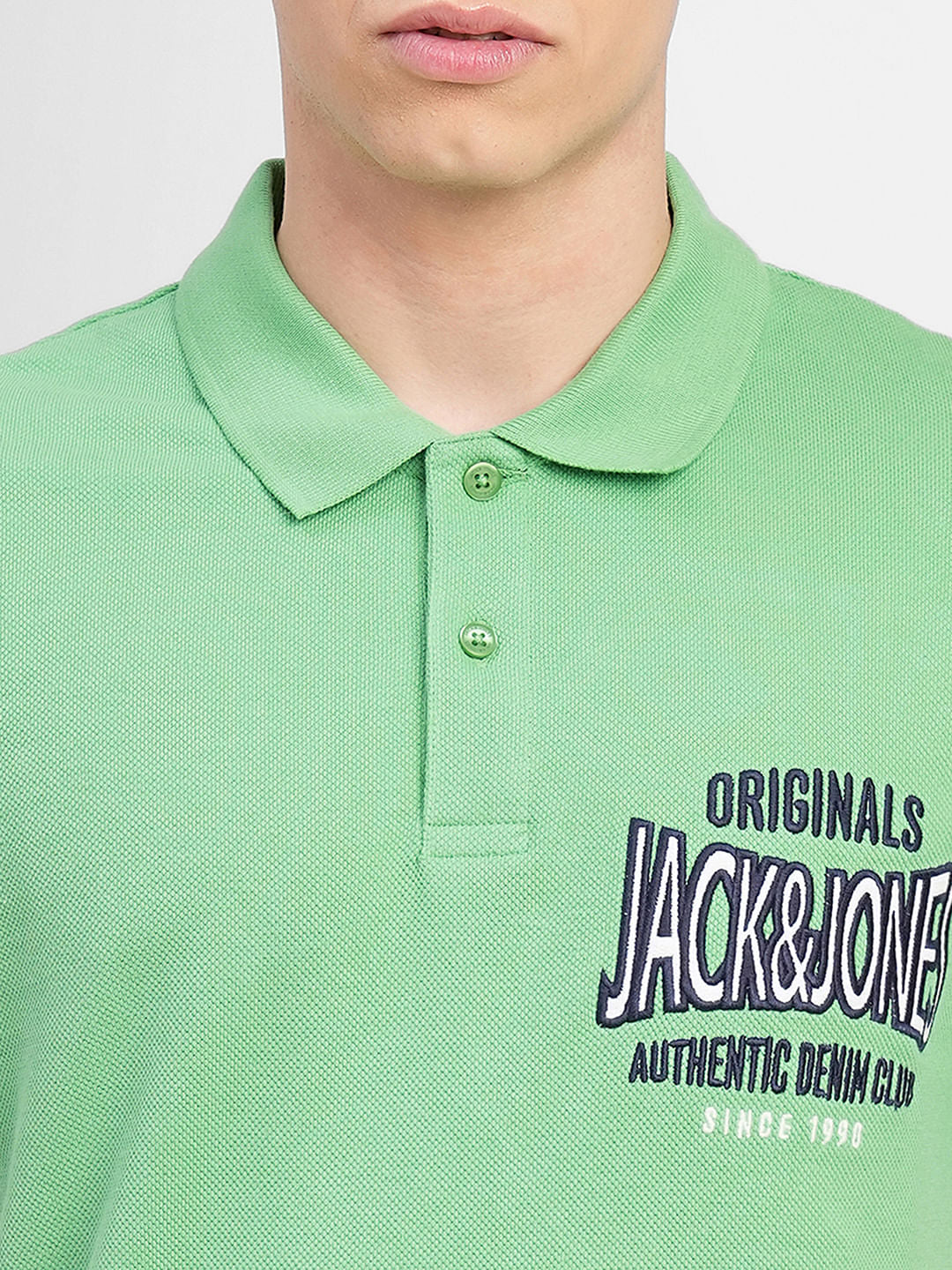 Green Embroidered Print Polo T-shirt