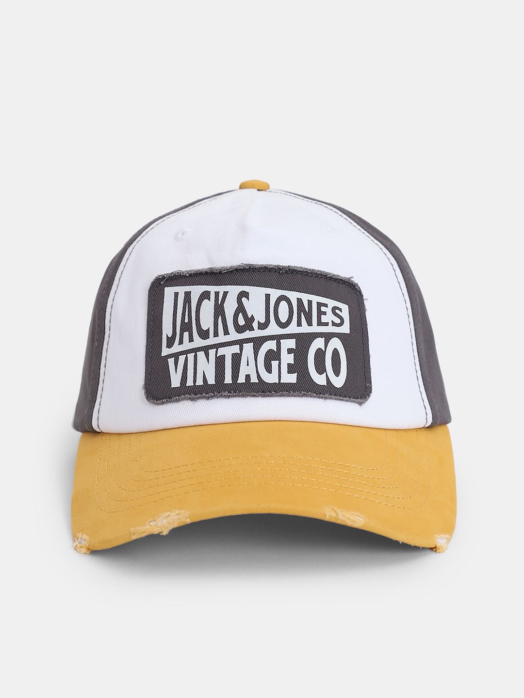 Yellow & Grey Logo Printed Cap