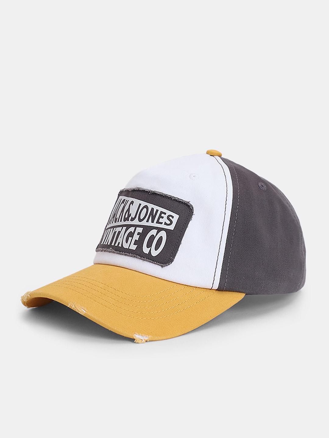Yellow & Grey Logo Printed Cap