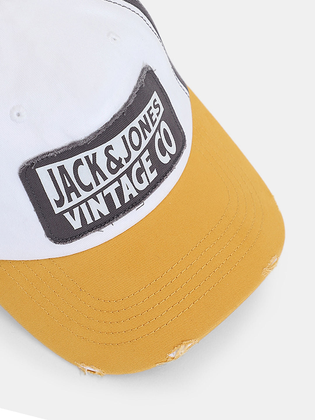 Yellow & Grey Logo Printed Cap