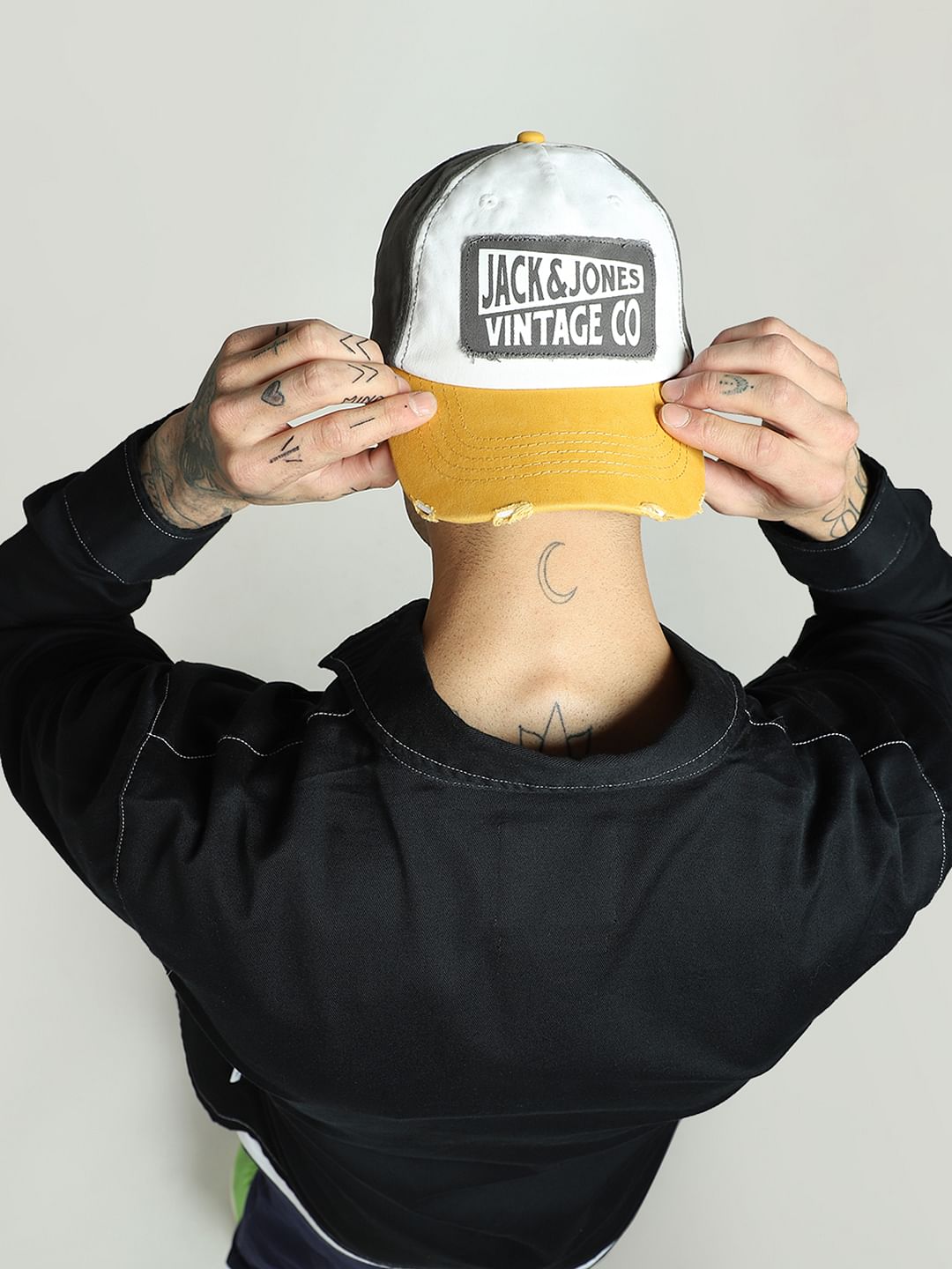 Yellow & Grey Logo Printed Cap