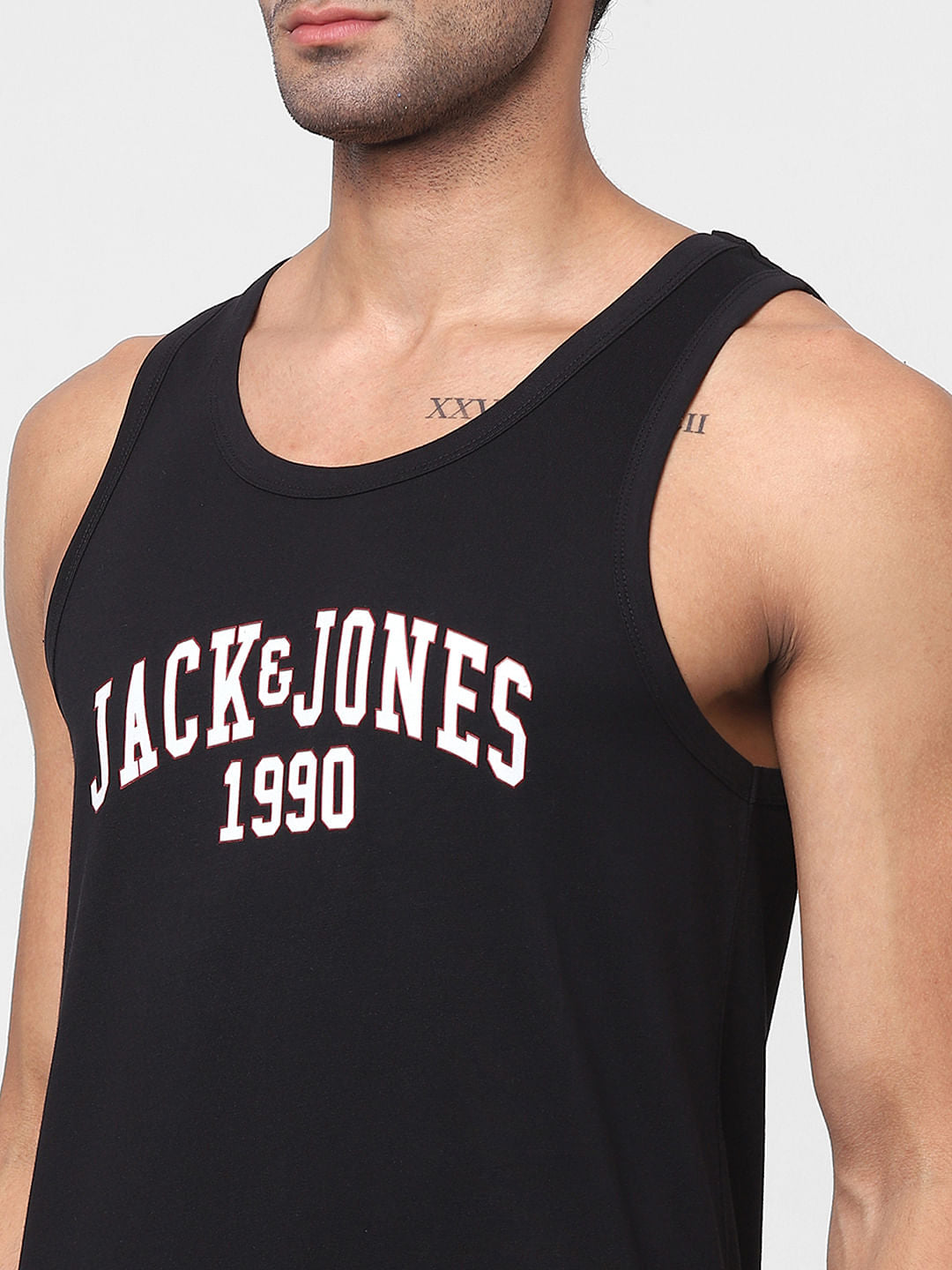 Black Logo Print Vest