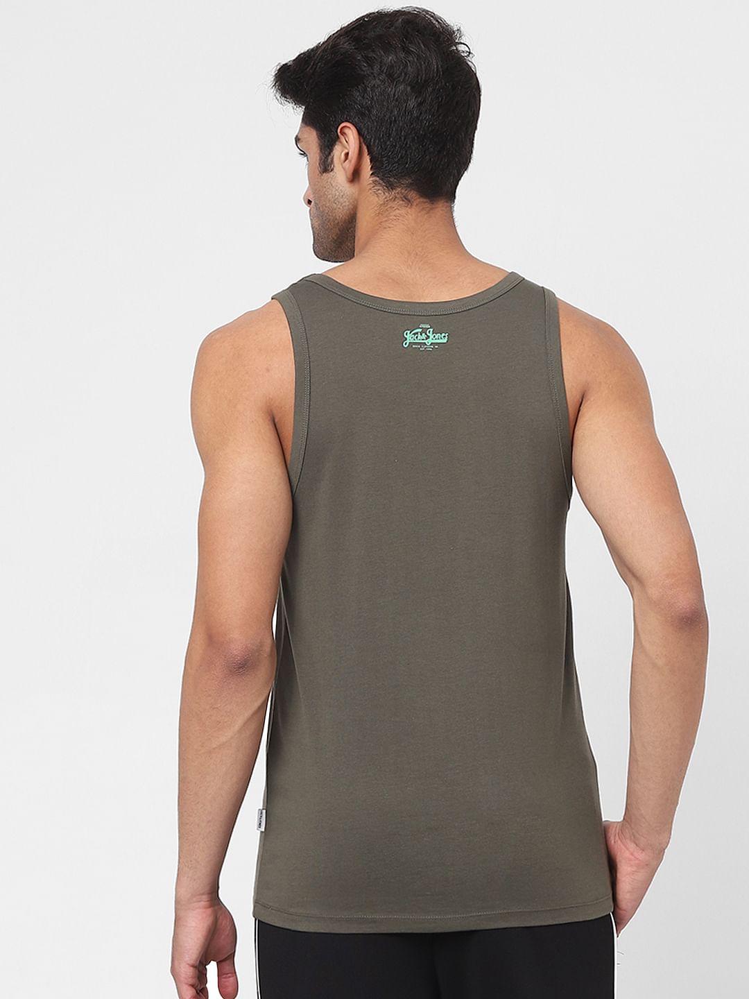 Green Slogan Print Vest