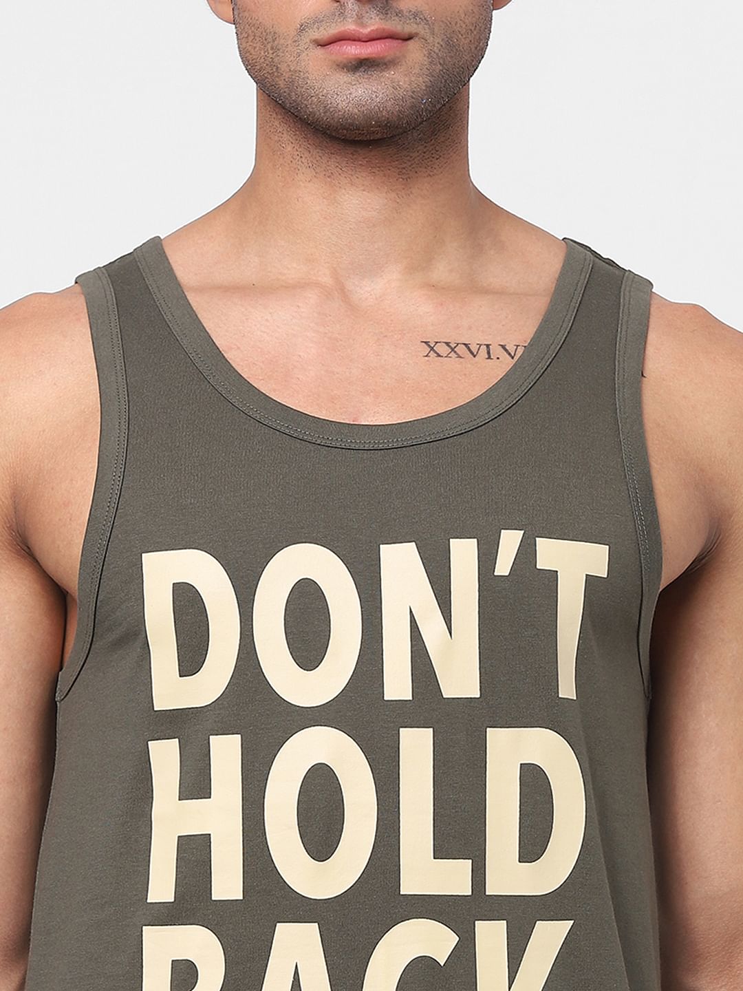 Green Slogan Print Vest