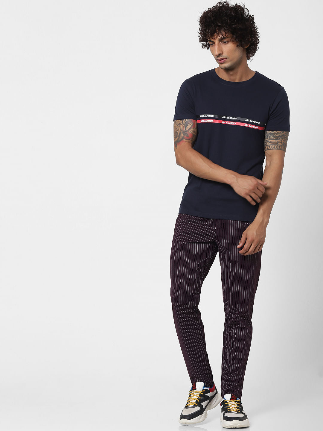 Blue Logo Print Crew Neck T-shirt