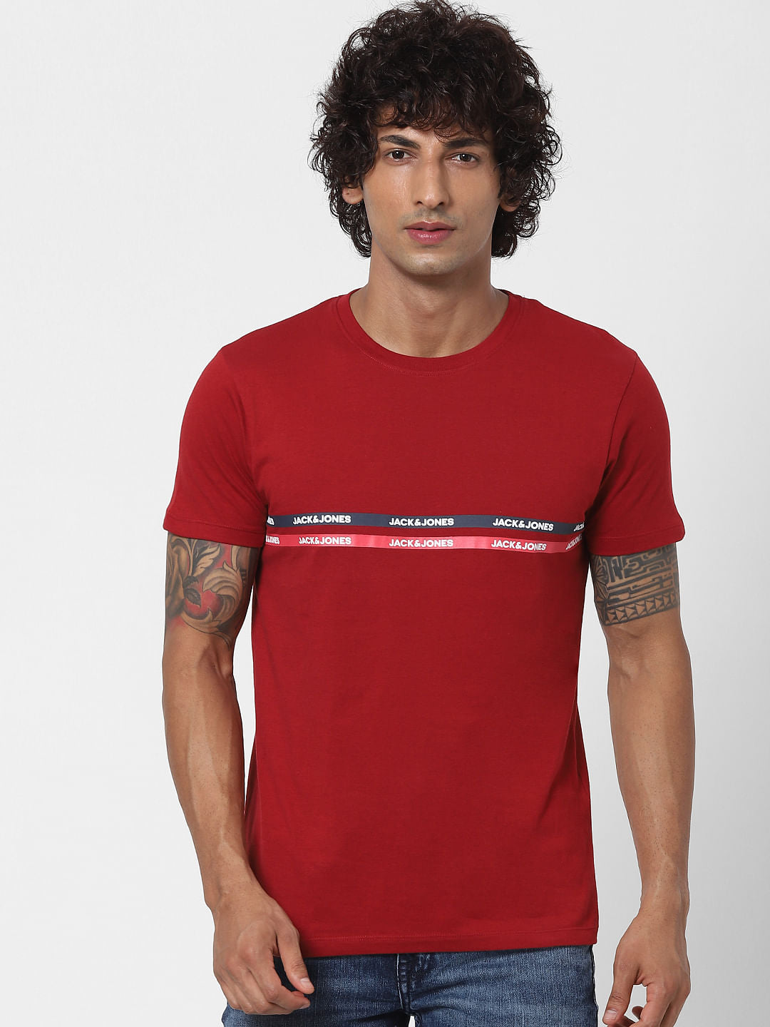 Red Logo Print Crew Neck T-shirt